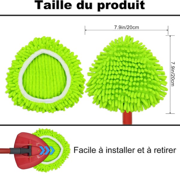4 stk. Mikrofibermoppe Refillhoveder, Genanvendelige Moppepuder Kompatible med Vileda Turbo 2 i 1 EasyWring&Clean Spin Moppe Vaskbare Erstatningsklude