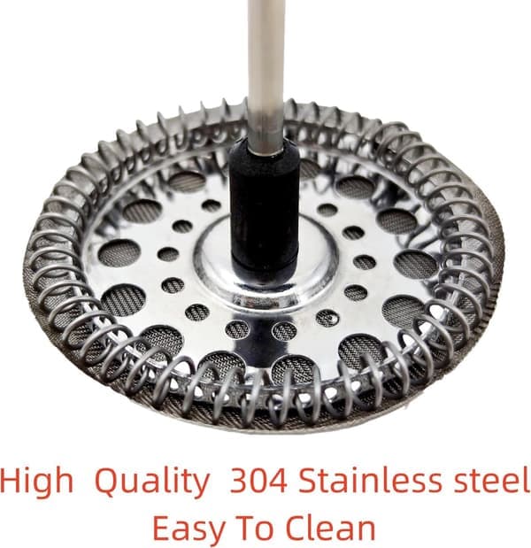 10 dele - Kaffefilter - 8-kops stempelkande kaffemaskine & tebrygger - Genanvendelig - Universal 1000 ml - 34 Oz - Sølv - Rustfrit stål