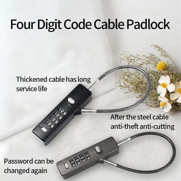Combination Cable Lock - Versatile Robust Steel Cable for Bicycles, Lockers, Wardrobes, Small Fences.