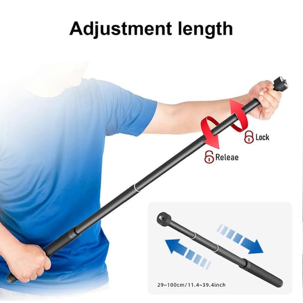 100 cm Adjustable Camera Extension Pole 4-Section Portable Stick with 1/4 Inch Screw for Panoramic Action DSLR Cameras