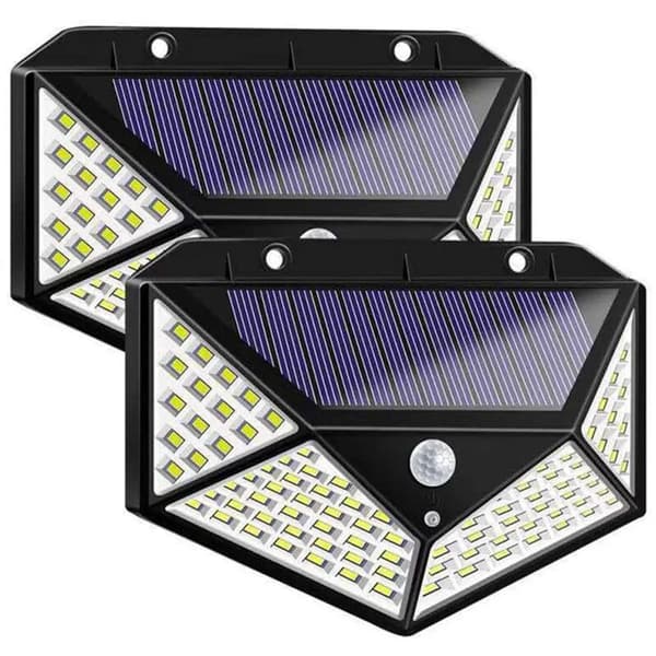100 LED Solar Vegglampe Bevegelsessensor Vanntett Hagelampe