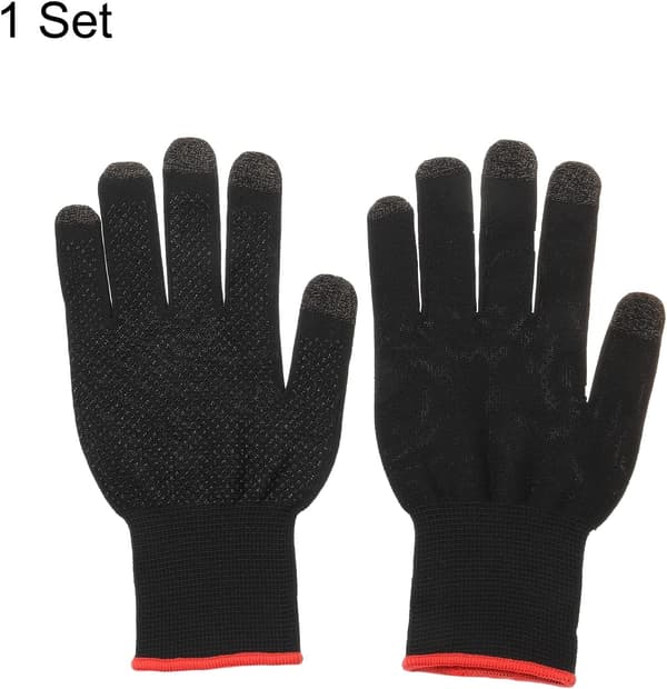 Gaminghandsker Mobil Spilcontroller Handske Anti-sved Åndbar Meget Følsom Touchscreen Handsker, Sort/Rød til Spil, 1 Sæt size_name 12" x 1"