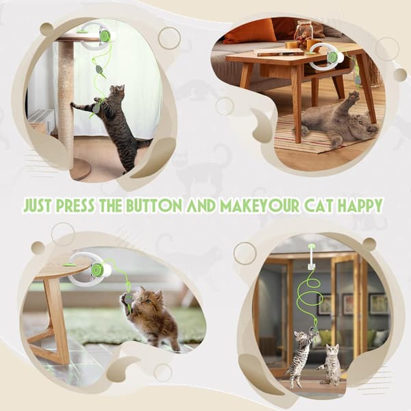 Smart USB Cat Toy - Automatic Retractable Feather Teaser with 3 Catnip Mice, Door-Mounted Interactive Play for Kittens