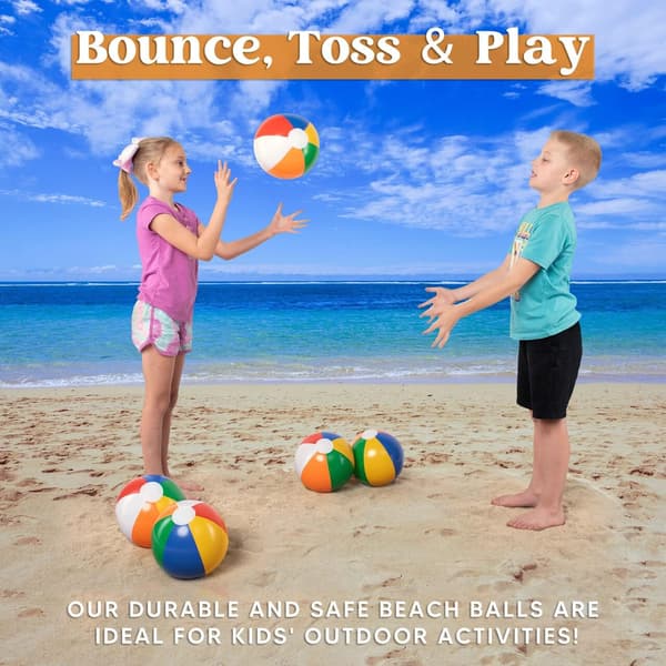 Regnbågsfarvede badebolde (12-pak), 30 cm oppusteligt poollegetøj