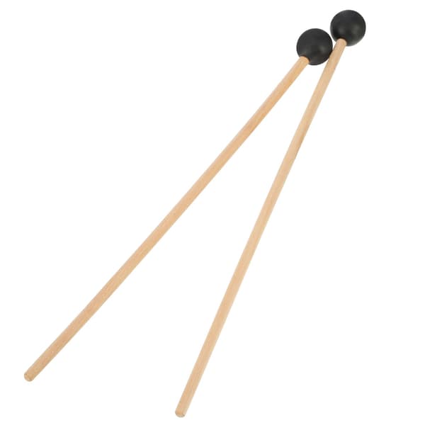 2-osainen kellopeli-nuija lyömäsoitin kumipuu puukahvalla 38 cm pitkä musta