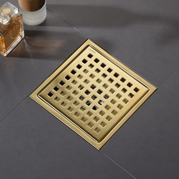 Firkantet dusjrenne i rustfritt stål 15x15cm Gulvavløp