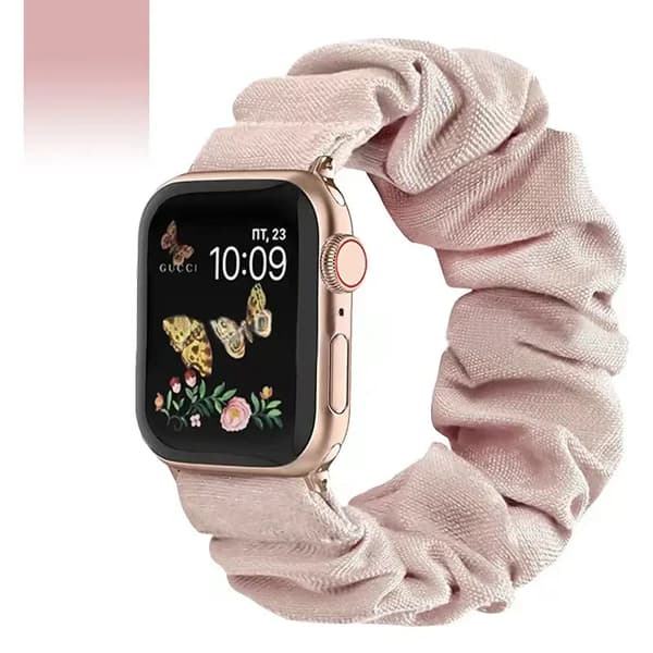 4 stk. kompatible med Apple Watch-rem Scrunchie 38mm 40mm 41mm 42mm 44mm 45mm Søde trykte elastiske Solo Loop-remme Damearmbånd