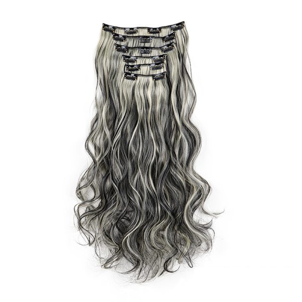 16 Clips Curly Hair Extensions 6 pcs Grey