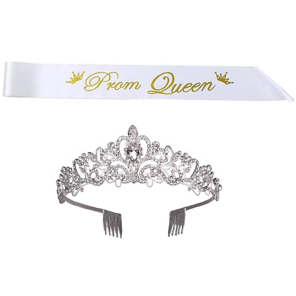 Graduation Party Decorations Prom Queen Shoulder Strap Headband Set (white)White160x9.5x0.1cm