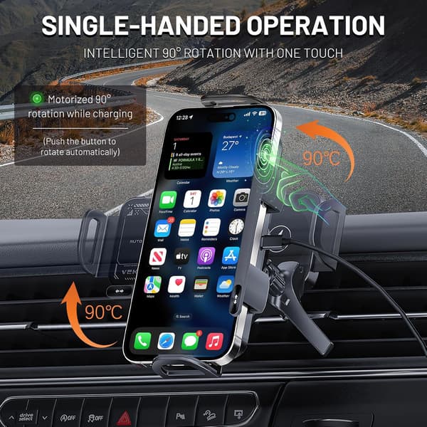 Highly Intelligent Mobile Phone/Tablet Holder, Phone Holder, Fast Charging Car Vent Holder for Smartphone/Tablet (Grey)