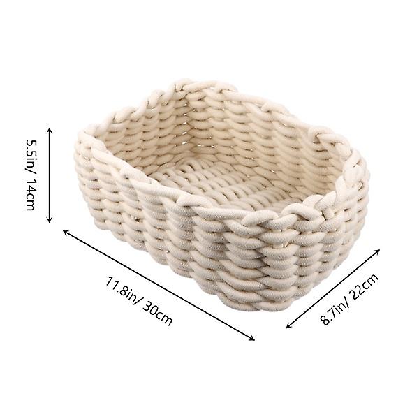 Bomullsgarnskorgen Dekorativ Hemförvaring Bin Korg Organizer Dekoration Vit 30x22x14cm White 30x22x14cm