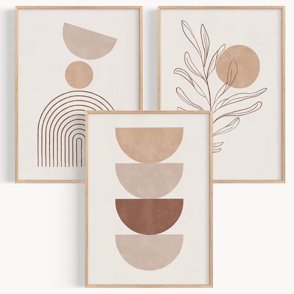 Set med 3 väggkonstposters för sovrum, hem eller kusindekor - Boho-stil väggkonst för vardagsrum (ram ingår ej)