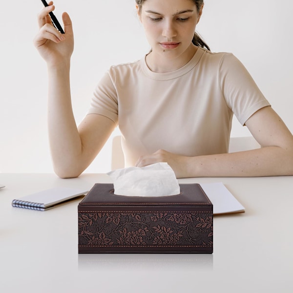 PU-läder servettbehållare Kleenex-behållare Rektangulär servettbehållare med magnetisk botten, dekorativ servettbehållare för fåfänga