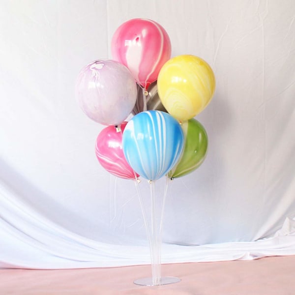 4 Set Clear Ballongkolonn Stativ Kit med 7 Pinnar 7 Koppar 1 Bas Bordshållare och 1 Pump, DIY Ballonghållare