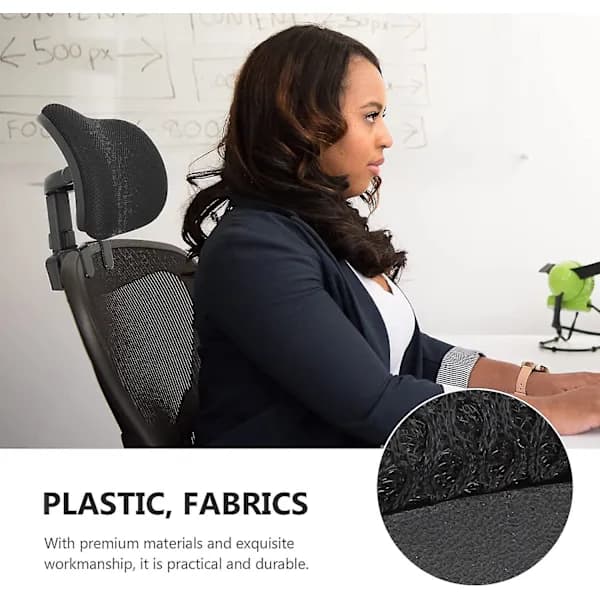 Office Chair Headrest Mount Universal Headrest Cushion Upholstered Adjustable Height Black and White