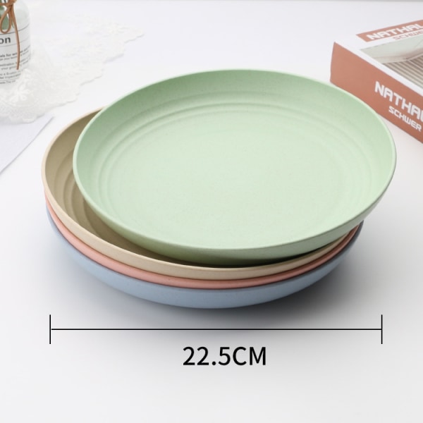 Tallrikar i Vetehalm Lätta Oslåbara Matplattor Set Diskmaskin & Mikrovågsugnssäkra (Extra Stora 4-pack 10')