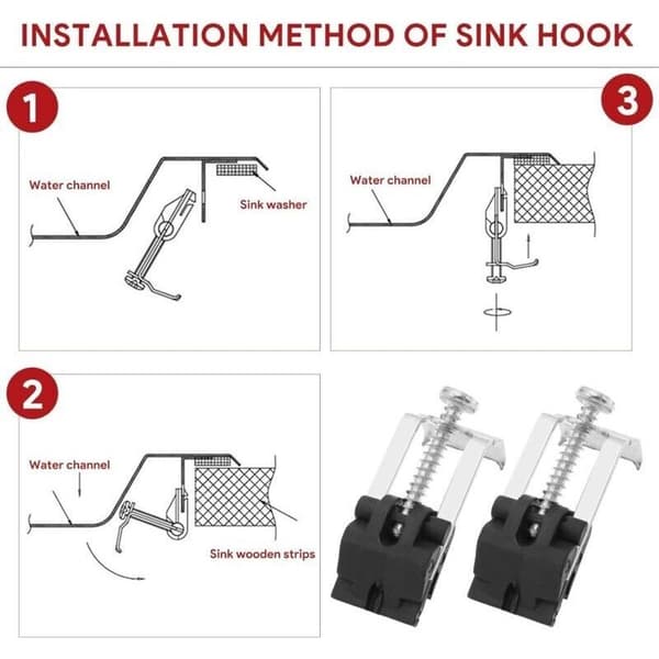 Set of 10 Stainless Steel Sink Clips, Under-Sink Fastening Clips for Kitchen Sinks, Adjustable Flush Sinks Suitable for Kitchens