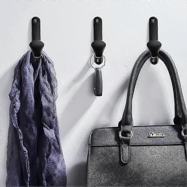 8 Modern Coat Hooks, Metal Coat Hooks with 16 Screws, Wall Hooks Clothes Hat Hooks, for Hanging Coat, Hat, Towel (Black)
