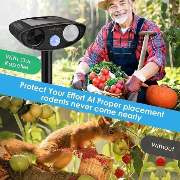 Ultrasonic Mouse Repeller. Solar-powered ultrasonic repeller against rodents with waterproof motion detector