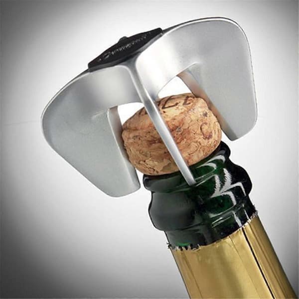 Champagneflaskeåbner - Korkfjerner til mousserende vin - Enkelt ergonomisk drejedesign, rustfrit stål