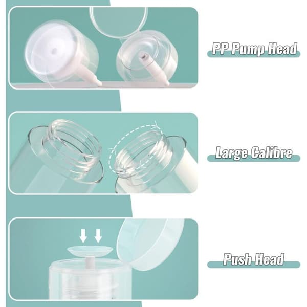 200 ml tomme pumpeflasker. Pumpedispenser til babyvandskifte. Transparent vakuumpumpe til makeupfjerner og rensemiddel