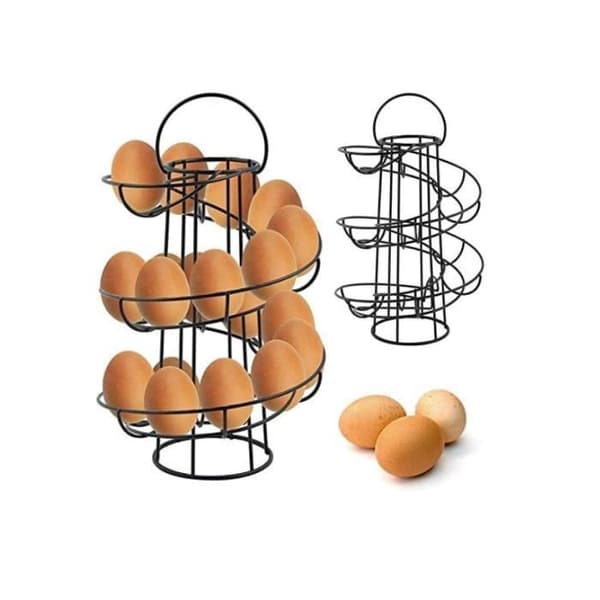 Spiralformet eggholder i jern for oppbevaring av egg i skap, plassbesparende - Rommer opptil 20 egg