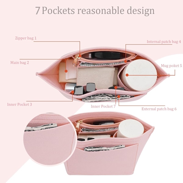 Filtad Organizerinsats Longchamp Le Pliage M -käsilaukkuun, Pinkki Pink S