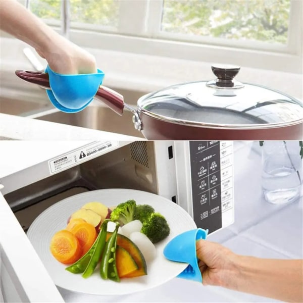 2 par mini ovnhandsker silikone varmebestandig madlavning Pinch luffer grydelapper til køkken madlavning og bagning (blå)