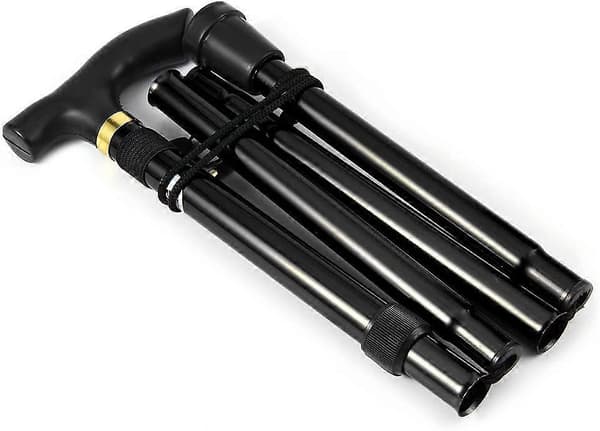 Walking stick, easily adjustable height, foldable, extendable cane, lightweight, flexible and durable walking aid, foldable walking stick