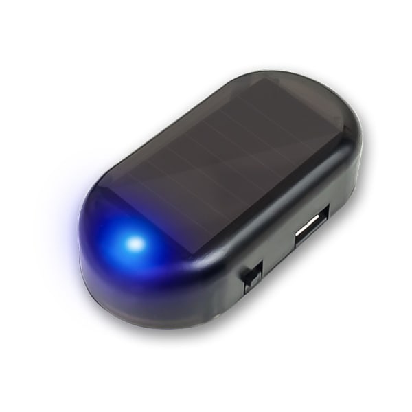 4kpl Autohälyttimen LED-valo Aurinkoturvavaroitus Dummy-järjestelmä Varkaudenesto Salama Vilkkuva sininen lamppu