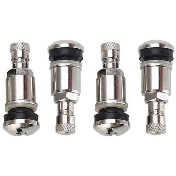 4 x 45 mm slanglösa däckventiler i stål – silver, robusta och lufttäta