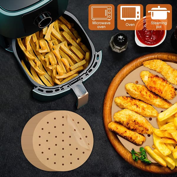 100 ark 20 cm perforeret bagepapir til frituregryde, dampkoger, non-stick bagepapir