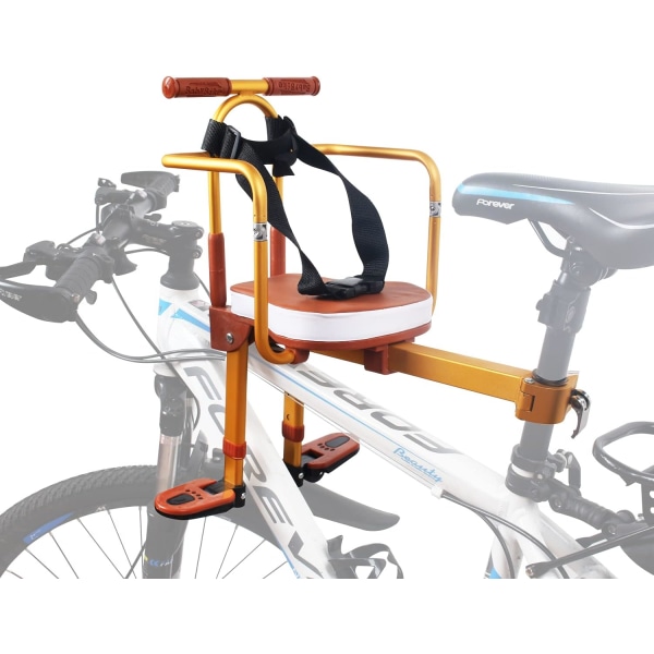Nytt barnesykkelsete i aluminiumslegering, sykkelsete for barn, bærbart sammenleggbart frontmontert barnesykkelsete, barnesete for terrengsykkel