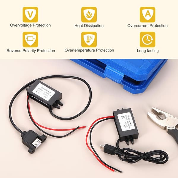 DC 12/24V til 5V strømomformer 3A 15W spenningsreduksjonstransformator for bil, lastebil, solsystem (Micro USB venstrevinklet)