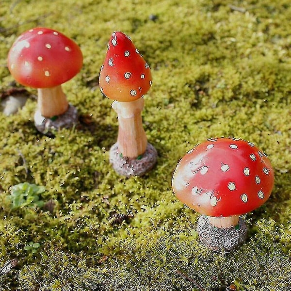 Hagedekorasjon Mini Sopp Fehage Miniatyrfigurer Mikrolandskap 4stk
