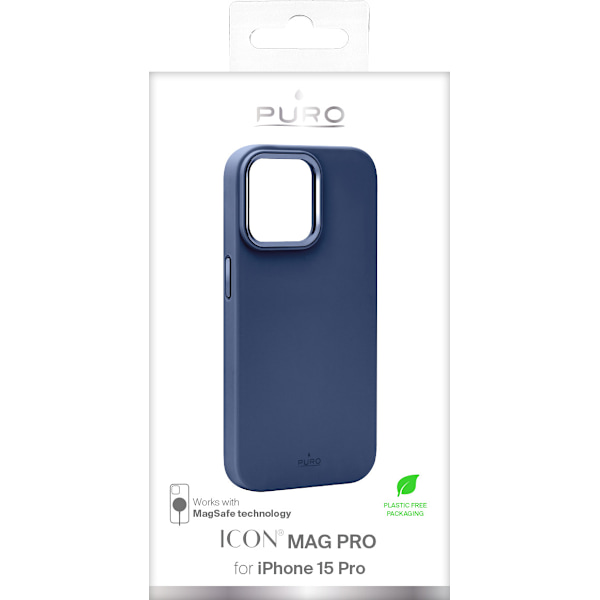 iPhone 15 Pro silikondeksel ICON MAG PRO, mørkeblå Blå