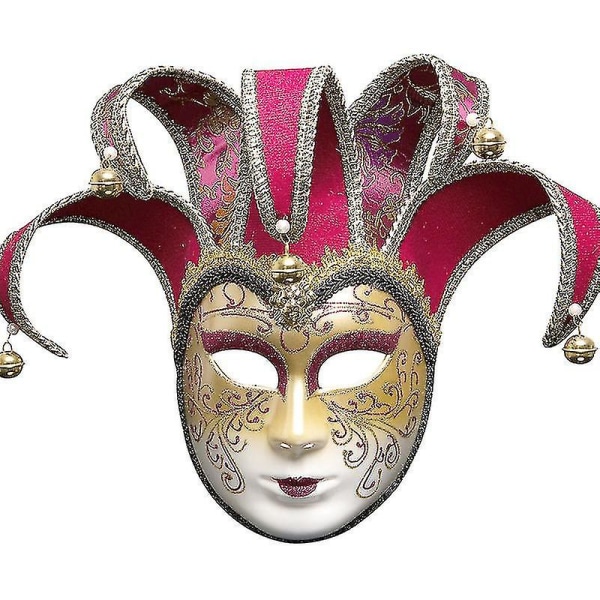 Halloween Ball Party Mask Gold Powder Creative New Full Face Venetian Makeup Show Mask PinkRose Red Rose Red