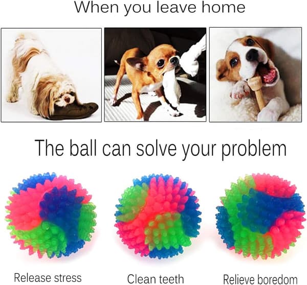 wxsp LED Hundebolde Lysende Hundebolde Lysende Elastisk Bold Kæledyr Farve Lysbold Glødende Bolde til hvalpe, katte, hunde (4 stykker plug-in)