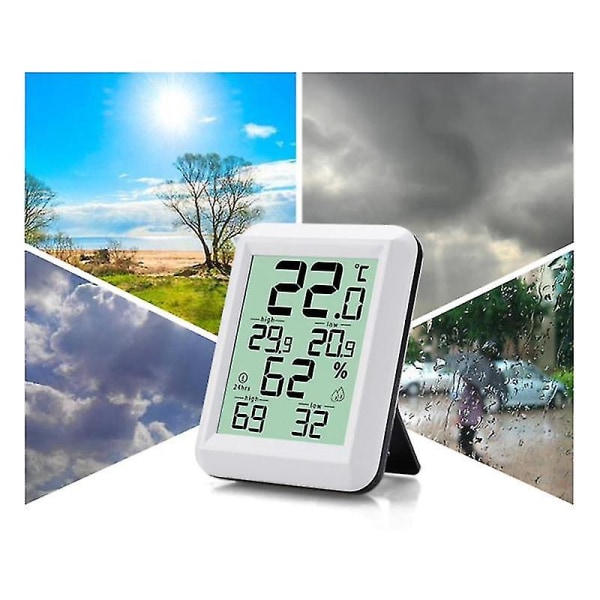 Digitalt termometer hygrometer, indendørs luftfugtighedsmåler, hjemmetemperatur termometre sensormåler, babyværelse, udendørs