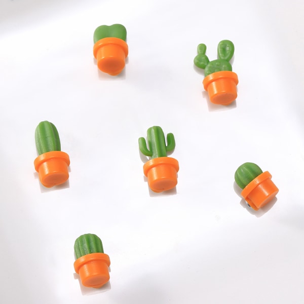 Søt 3D grønn plante Kaktus Kaktus Kjøleskapsmagneter Klistremerker Dekorasjon 6 stykker