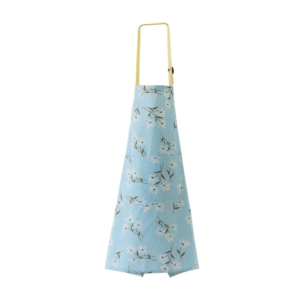 Förkläde i nordisk stil Printed rengöringsförkläde Olje- och smutssäkert hängande halsförkläde Kök Matlagning Pinafore (prästkrageblomma, himmelsblå)BlåM Blue M