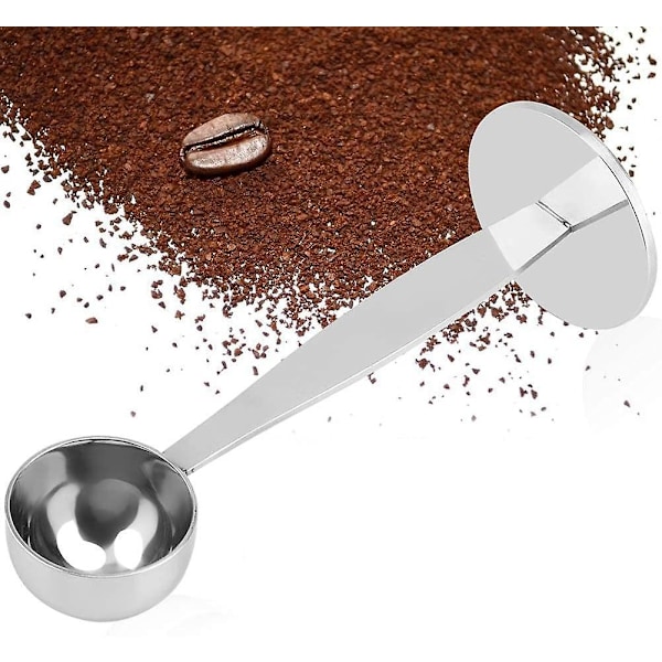2-i-1 Kaffesked Tamper i Rostfritt Stål, Espresso hållare, Kaffemått, Teverktyg, Tampningsmått för Kryddor