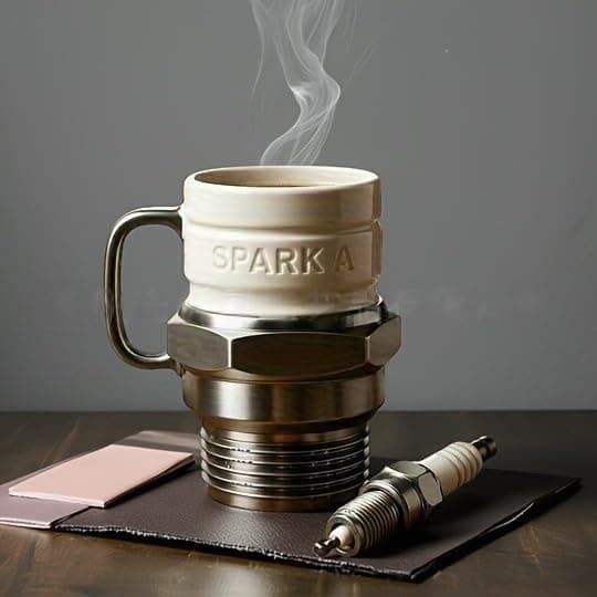Spark Plug Mug, Engine Spark Plug Design, Ceramic Coffee Cup for Car Lovers, Personalized Car Coffee Mugs, Creative Spark Plug Coffee Mug