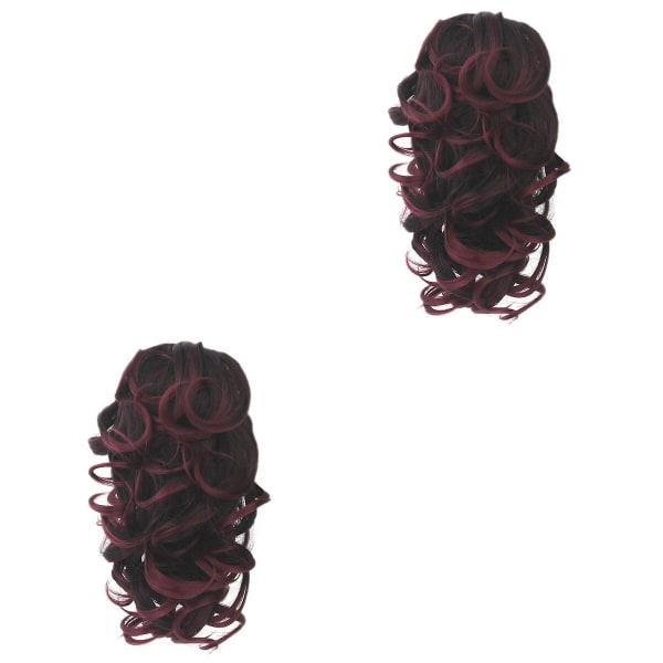 3 st Curly Syntetiskt Hår Peruk Käkar Klämma Klor Curl Hästsvans Hårförlängningar Clip Hårstycke För Kvinnor 2 pcs