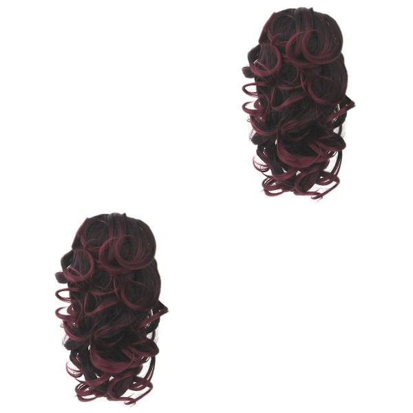 3 st lockigt syntetiskt hår Peruk käkar Clamp Claw Curl hästsvansar Hårförlängningar Clip Hårstycke för Wo 2 pcs