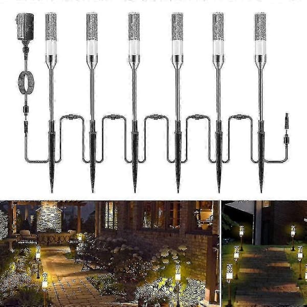 Low-Voltage Landscape Lighting Extendable LED Path Lights, Landscape Lighting 12 Volt 6-in-1 Waterproof Crystal Bubble Acrylic Die-Cast Spi [DB]