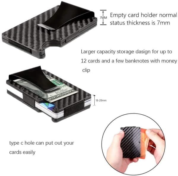 Kulfiberkortholder med RFID-blokering, sort - Julegave
