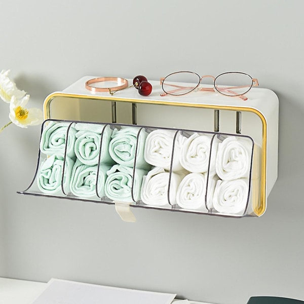 1 Sett med Veggsokker Oppbevaringsorganisator Oppbevaringsboks Stempelfri Rom Oppbevaringsboks Hvit 32.4X11X15. White 32.4X11X15.8CM