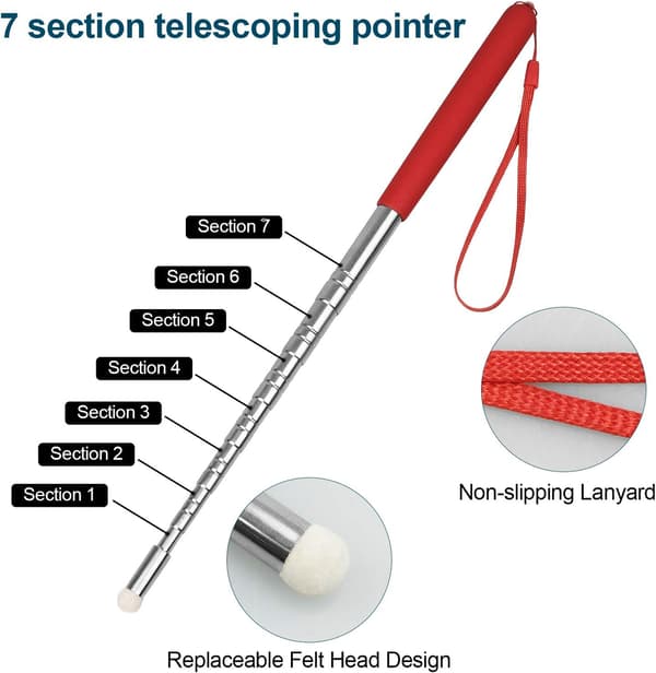 2 st Teleskopiska Lärarpinnar med Snodd 100cm