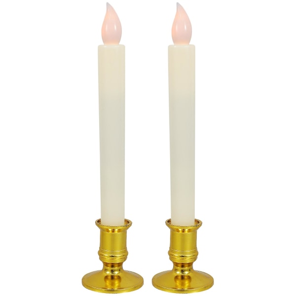 2 st Flameless Led Taper Candle Vägglampa Elektriskt fönster Ljus Ljusstake Glödlampor Elektriska C Golden 21x2.2cm